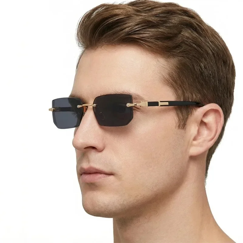 New Fashion Rimless Sunglasses Men Women Populare Frameless Sun Glasses Male Female Classic Square Summer Traveling Shades