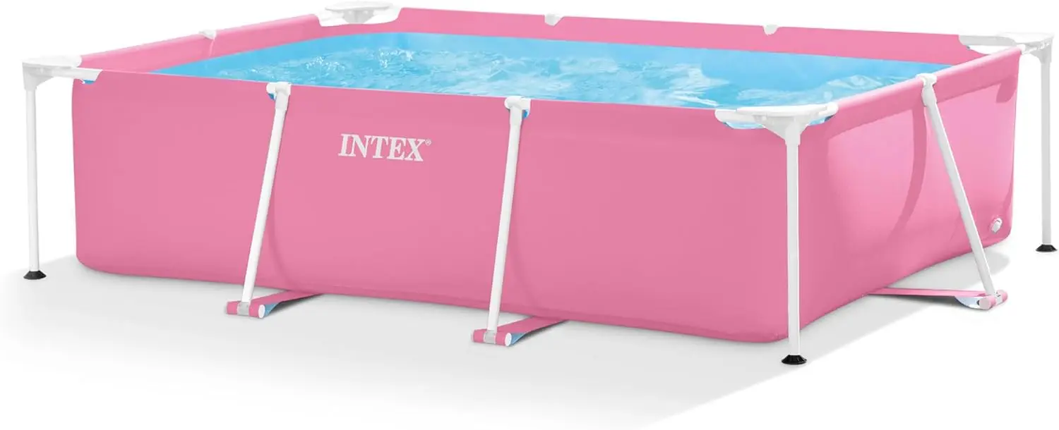 

Intex 7' x 4' x 24" Rectangular Metal Frame above Ground Outdoor Swimming Pool, Pink