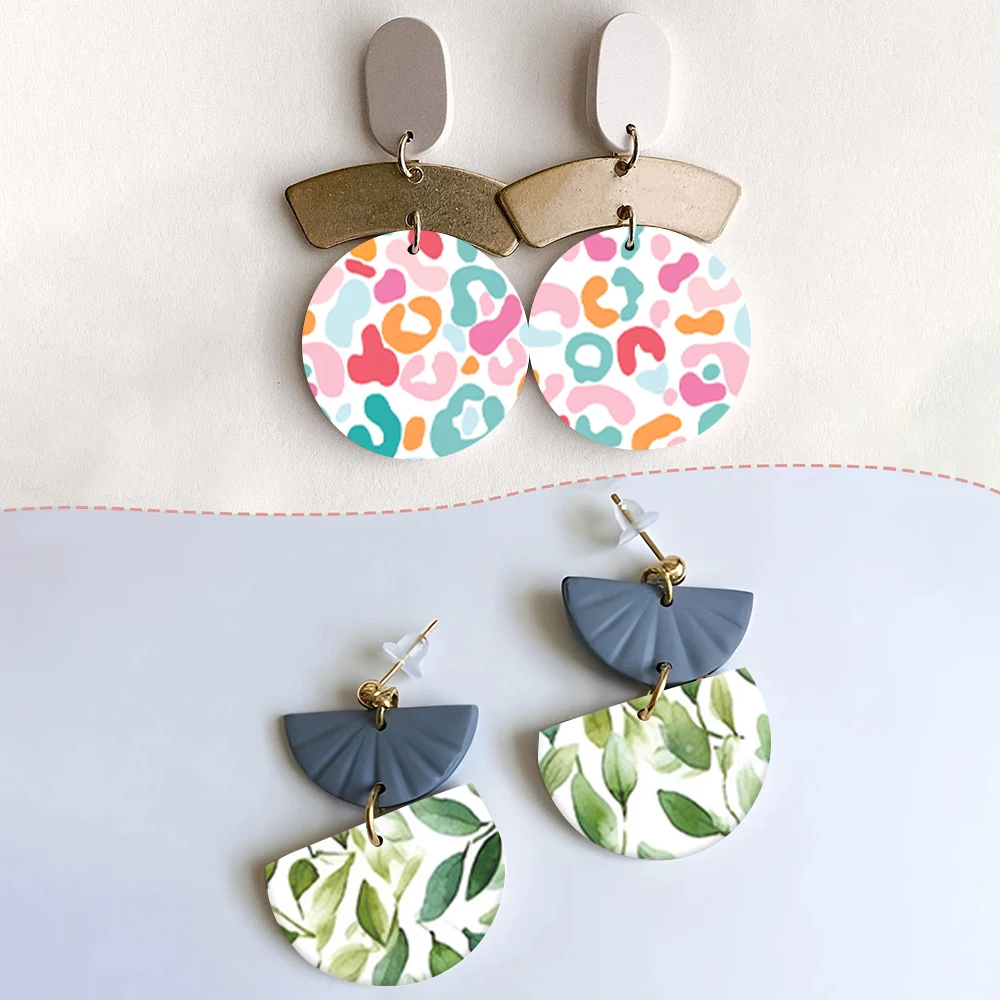 Colorful Flower Leaves Abstract Pattern Polymer Clay Transfer Paper Stickers for DIY Jewelry Earrings Printing Paper Making