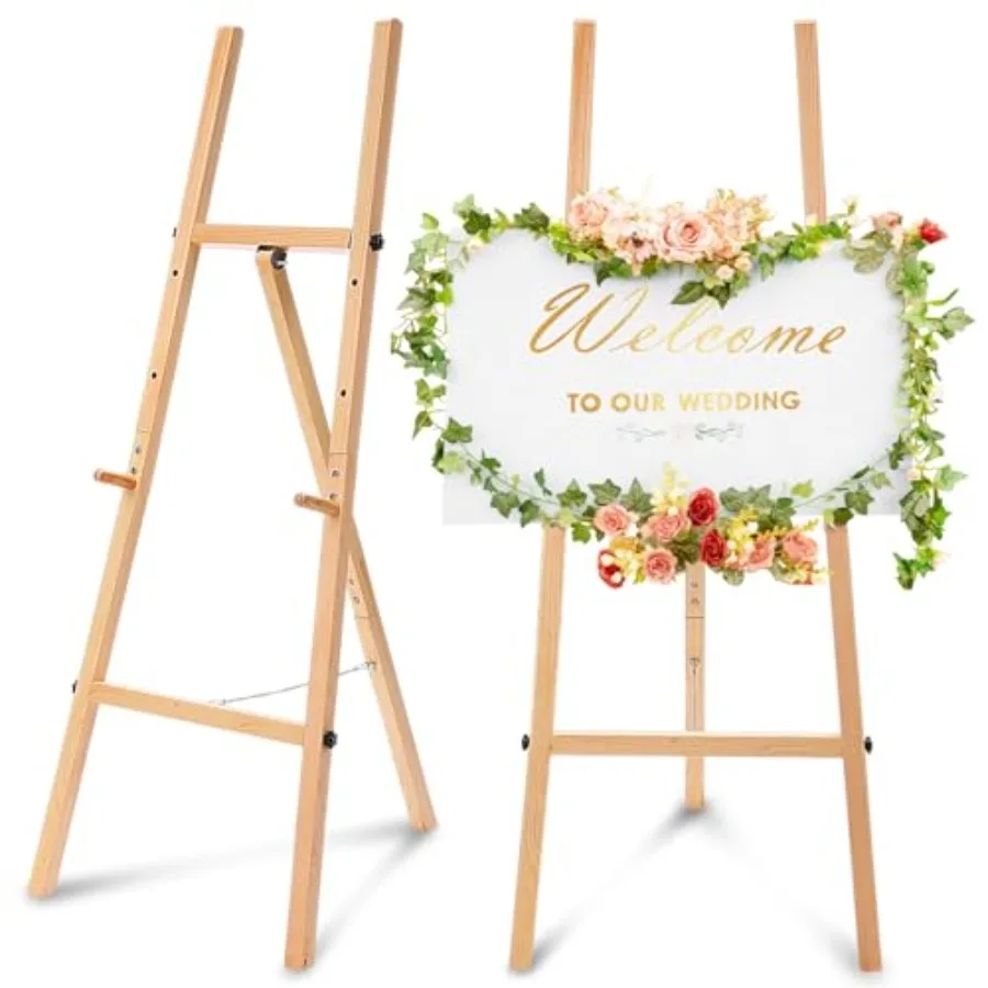 

Подставка-мольберт 50 дюймов для свадебных вывесок, регулируемая по высоте, 3-уровневая, с цепью, сверхпрочный напольный штатив для приветственных табличек на свадьбу