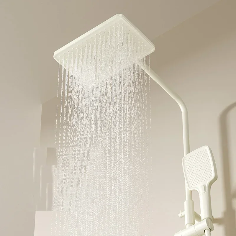 

YyhcYyhcMilky White Shower Set Constant Temperature Shower System Bathroom Digital Display Booster Shower Head