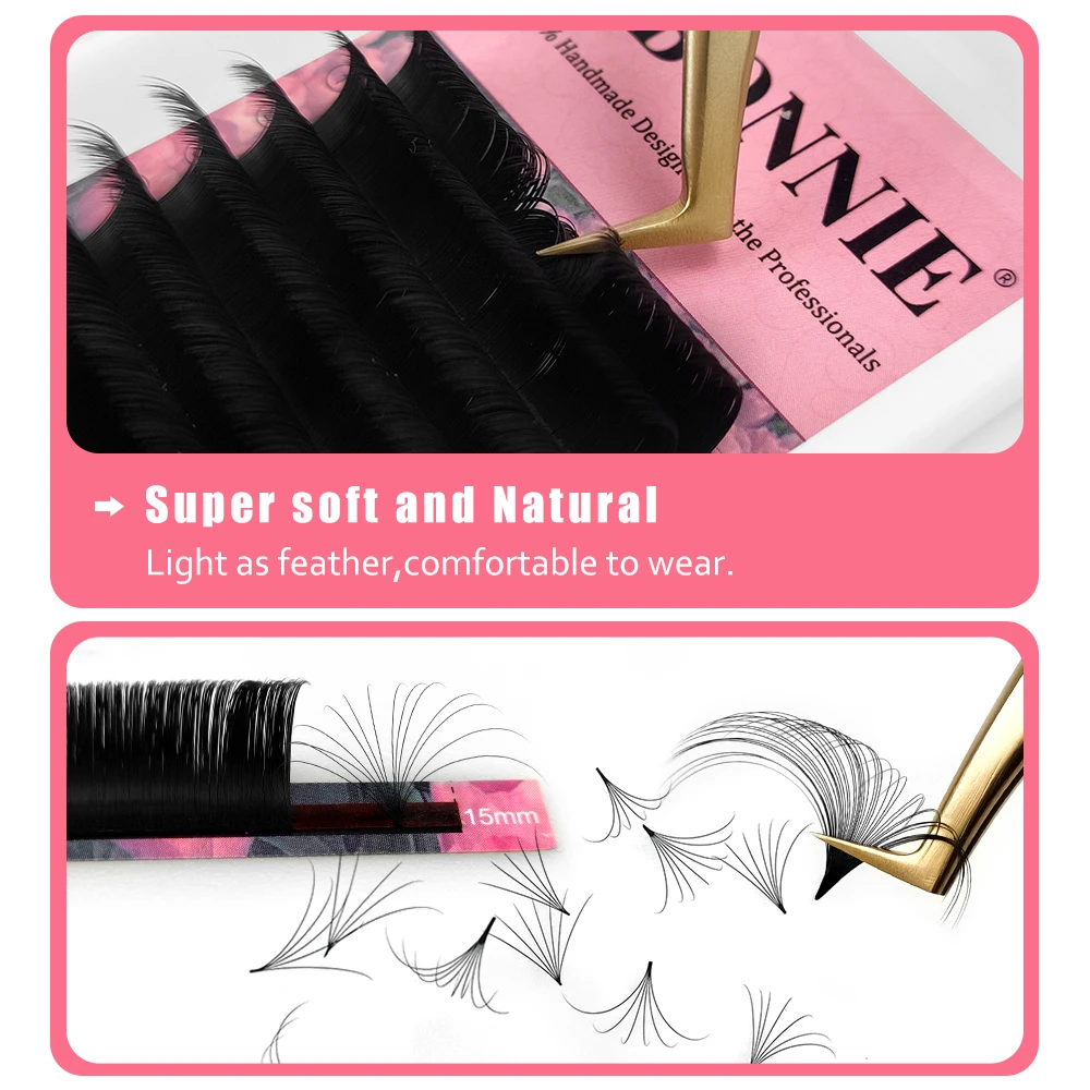 ABONNIE Matte Black Easy Fan Lashes Cashmere Blooming Eyelash Extensions Self-Making Fans Mega Volume Eyelash