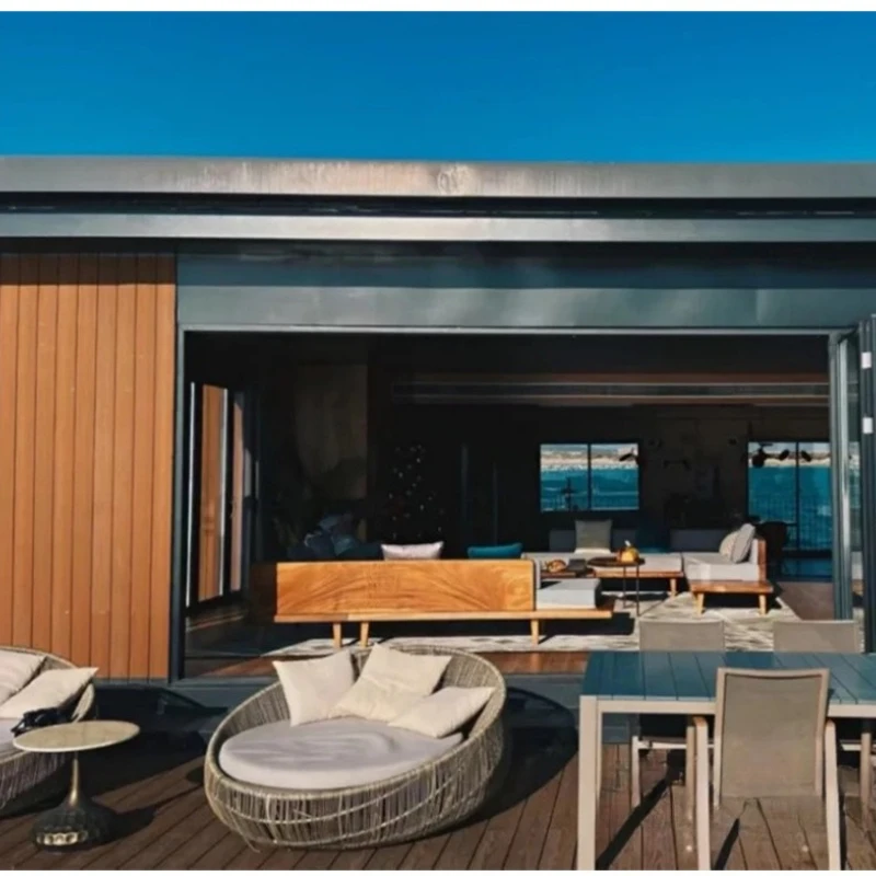 Outdoor Rattan Bett Pool Nordic Runde Bett Hof Villa Garten Rattan Sofa Kombination Strand Stuhl