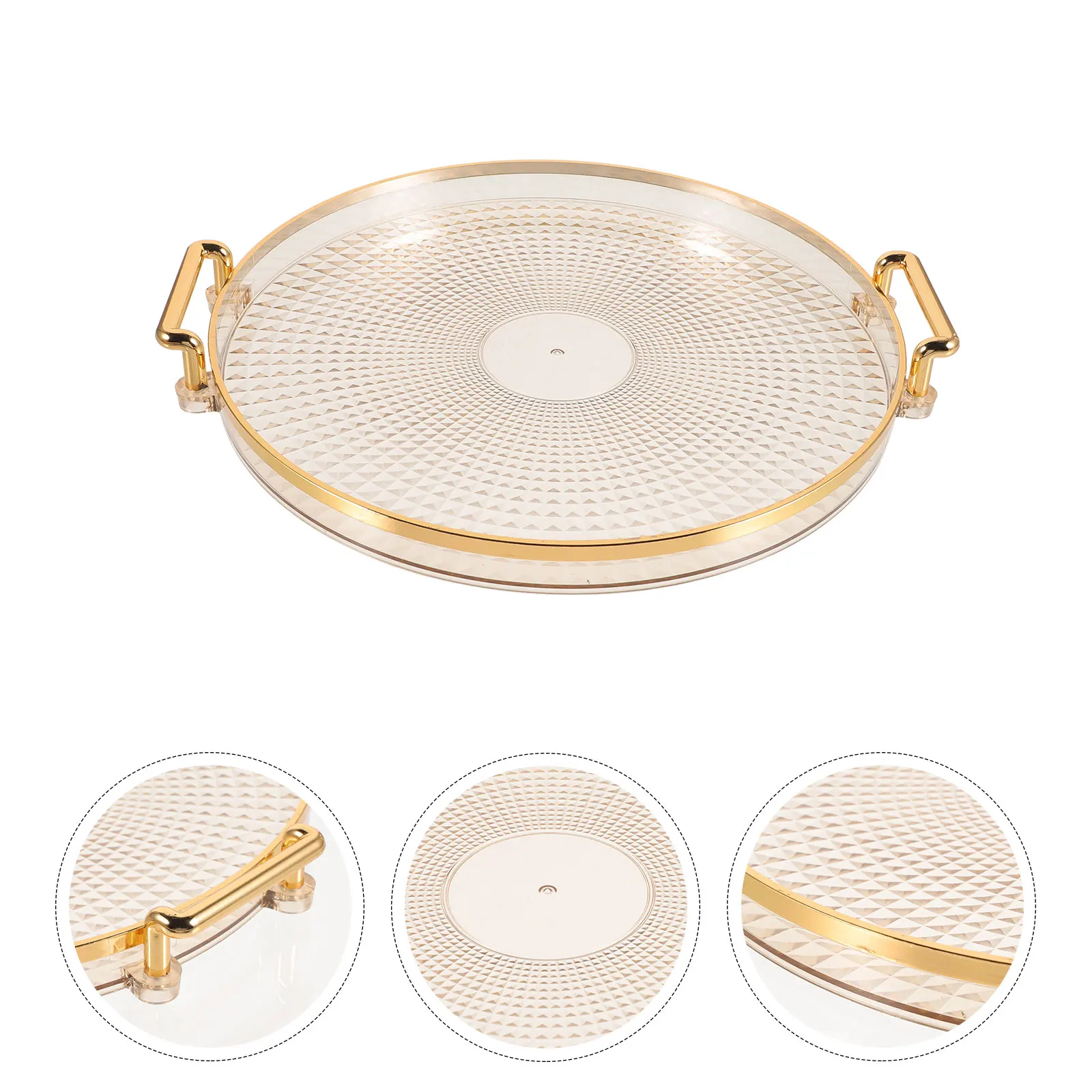 صينية ذهبية مستديرة صينية تقديم زخرفية فاخرة لكوب الشاي وجبة خفيفة وطاولة القهوة المنزلية والفندق تستخدم متعددة الوظائف وخفيفة الوزن #2