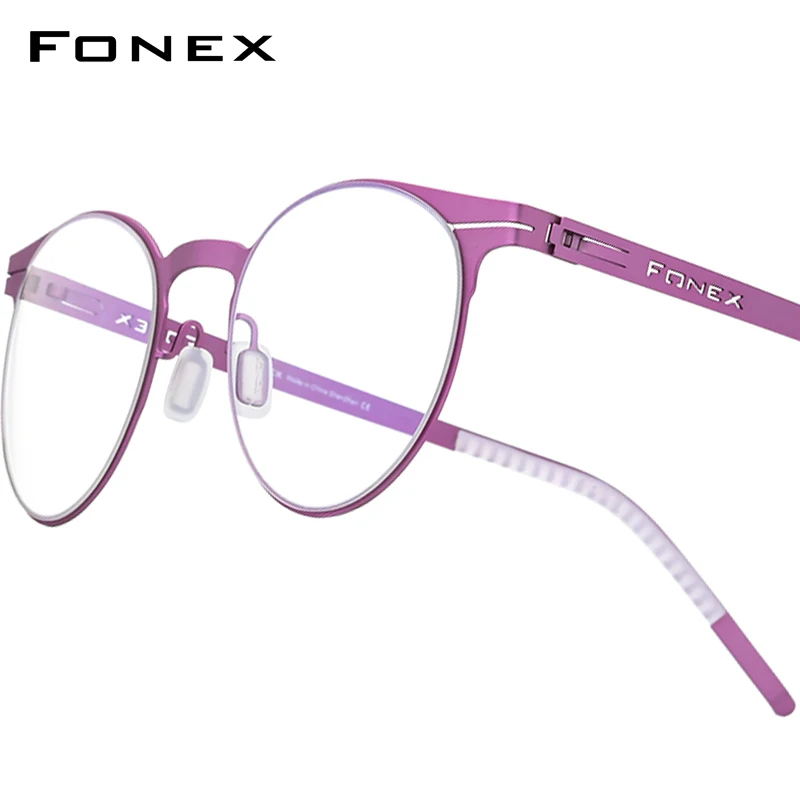 FONEX Alloy Glasses Frame Men Brand Design Ultralight Vintage Round Eyeglasses Women Ultralight Germany Screwless Eyewear 1023