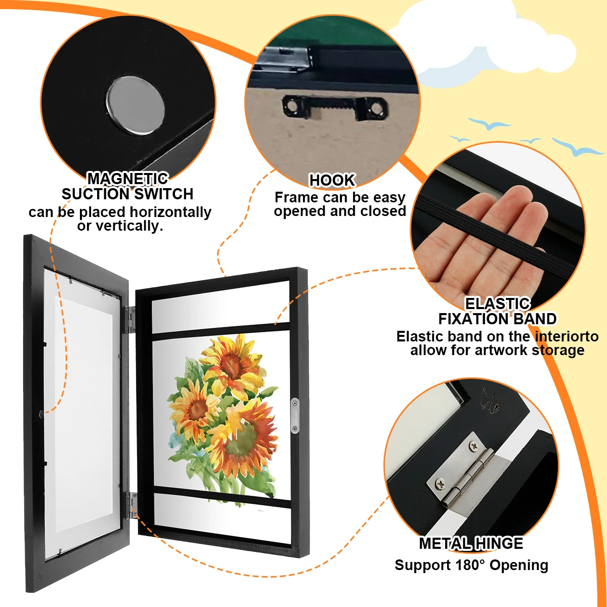 Children Art Frames Magnetic Front Open Changeable Kids Frametory for Poster Photo Drawing Paintings Pictures Display Home Decor