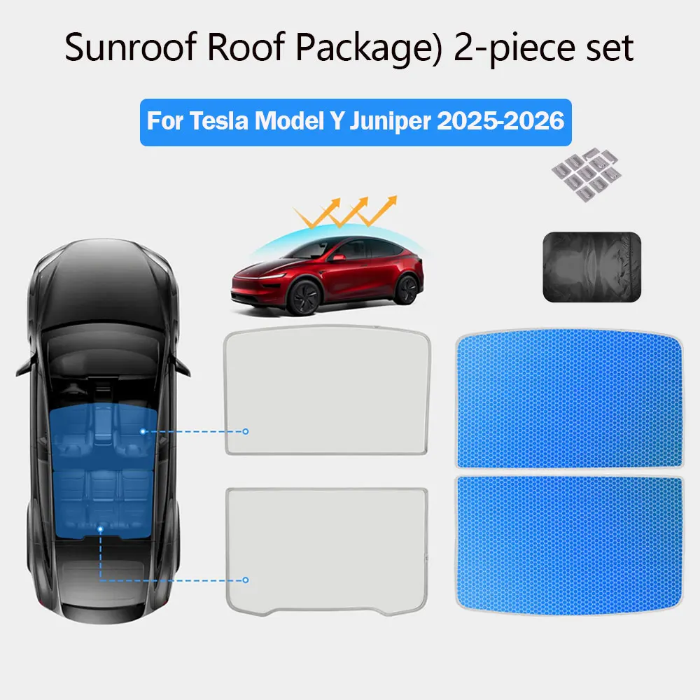 Zonneschermen voor Tesla Model 3 Highland Model Y 2017-2026 IJsdoek Gesp Zonwering Glas Voor Achter Zonnekap Dakraam Accessoire