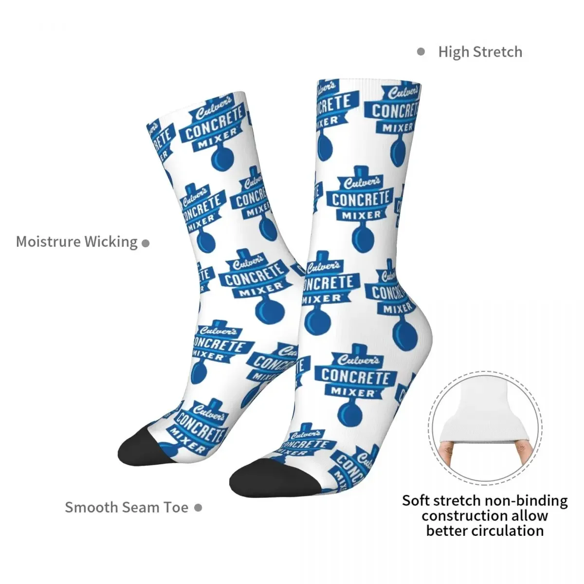 Culver's Concrete Mixer Logo Socks Harajuku Sweat Absorbing Stockings All Season Long Socks Accessories for Unisex Gifts