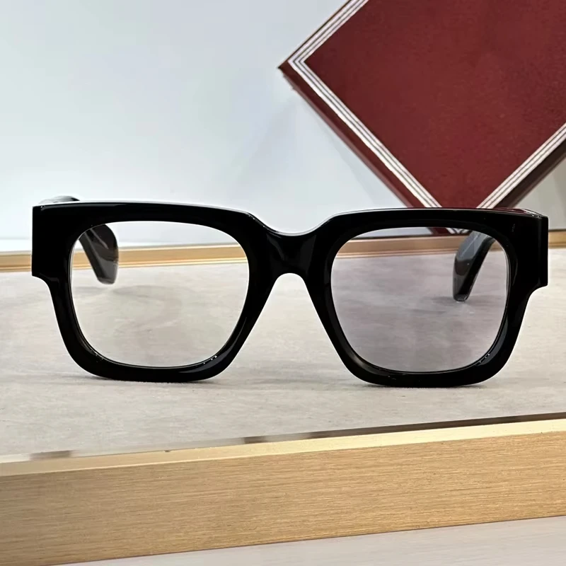 Enzo JMM Ins Style High Street Classical Square Thick Acetate Sunglasses Uv400 Photochromic Men Vintage Eyeglasses with Case