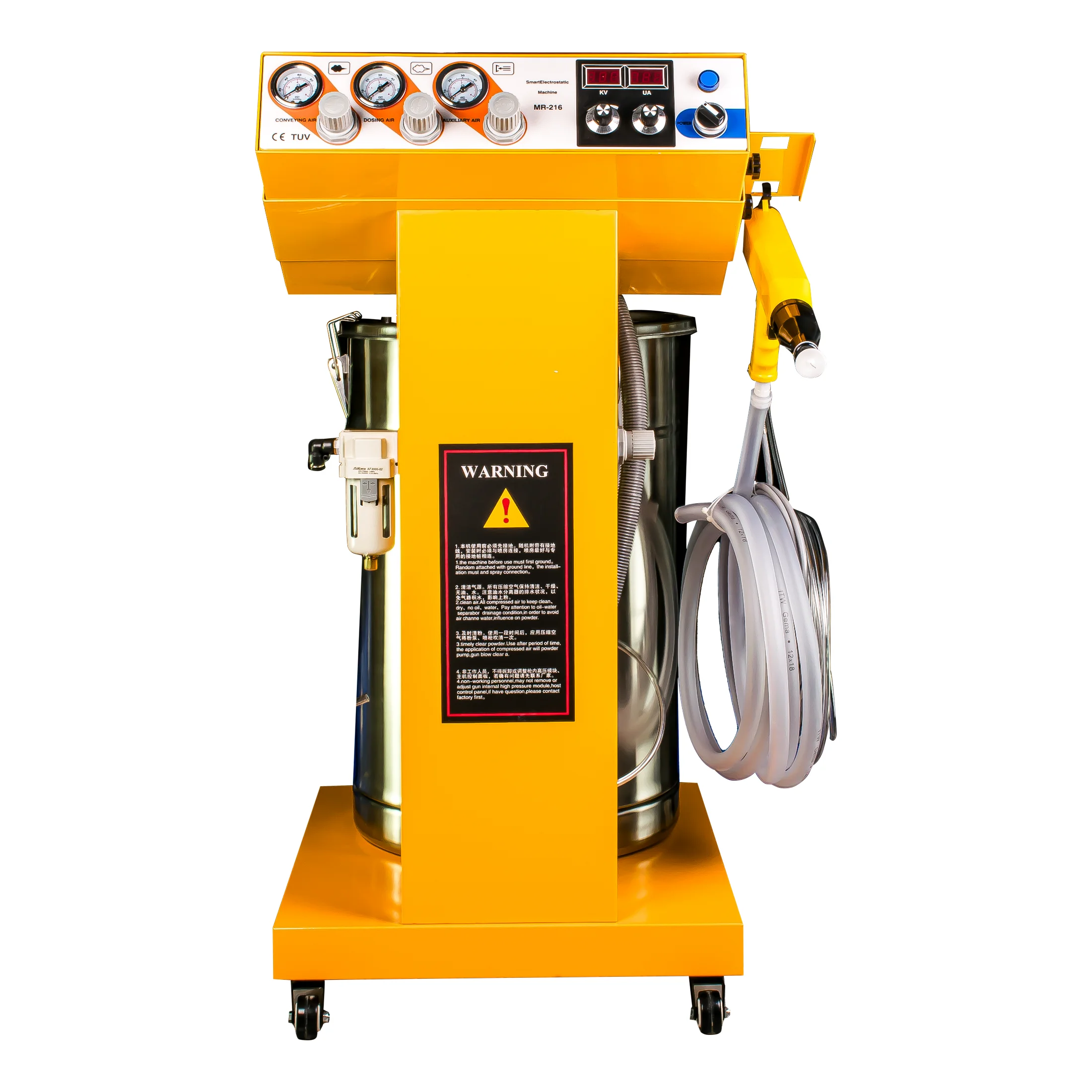 

Electrostatic powder coating machine for spray booth