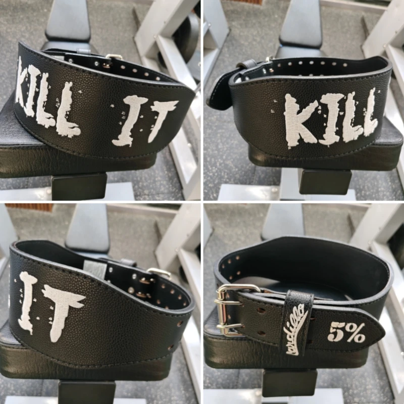 Weight Lifting Belt Top-level Granulated Cowhide Weightlifting Belt Width 11CM Gym Fitness Belt Embroidery and KILL IT Design