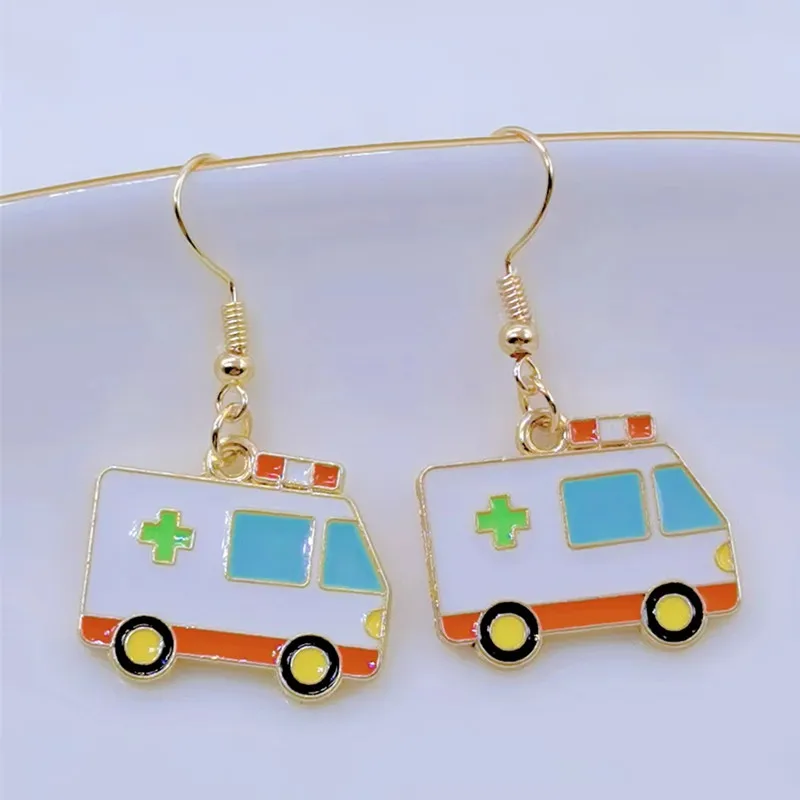 Charm enamel earrings syringe nurse cap stethoscope doctor nurse decoration earrings doctor nurse earring gift