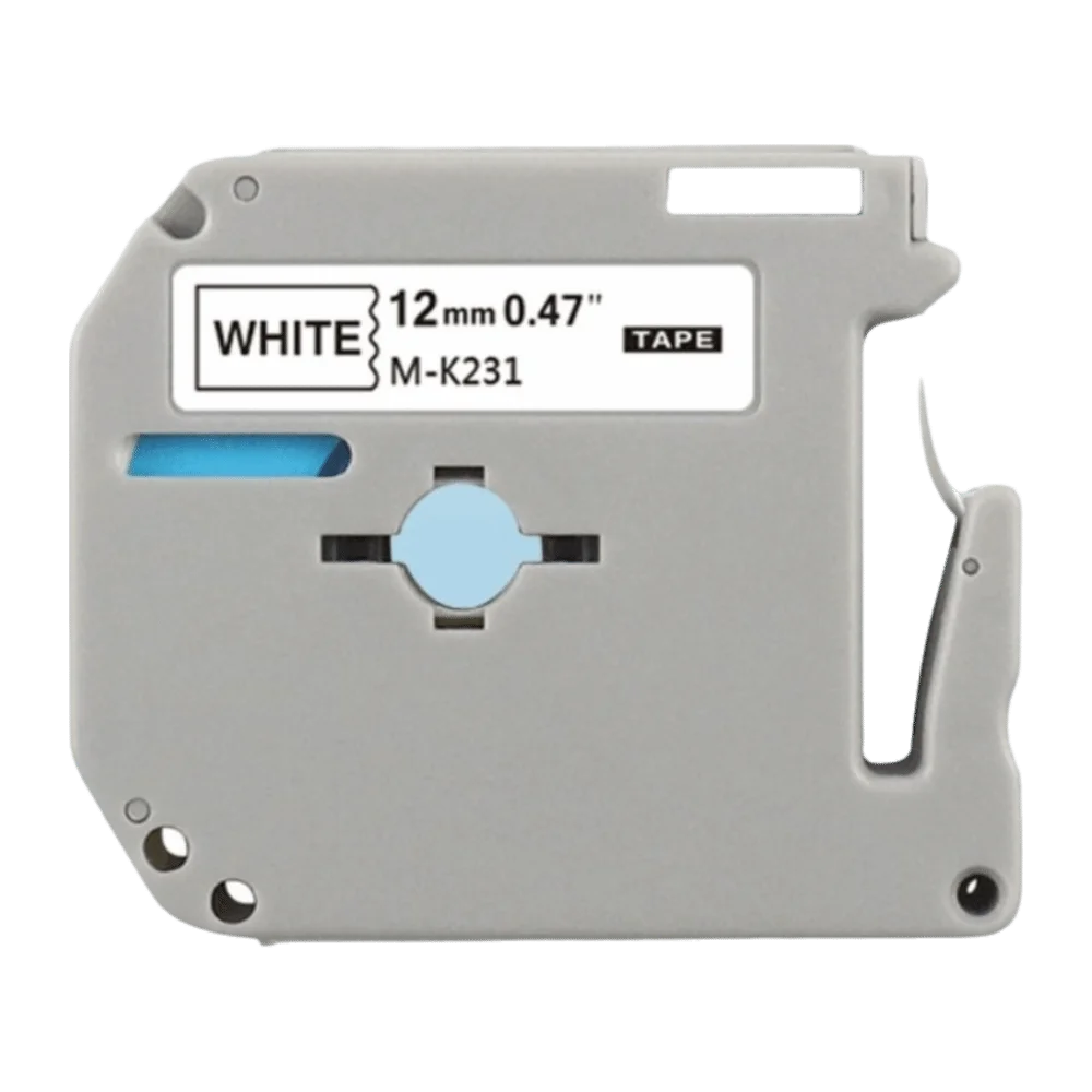 12mm Label Tape Black Letter and White Base M-K231 12mm Label Tape 8m Length PET for Label Printer PT-65/80/90