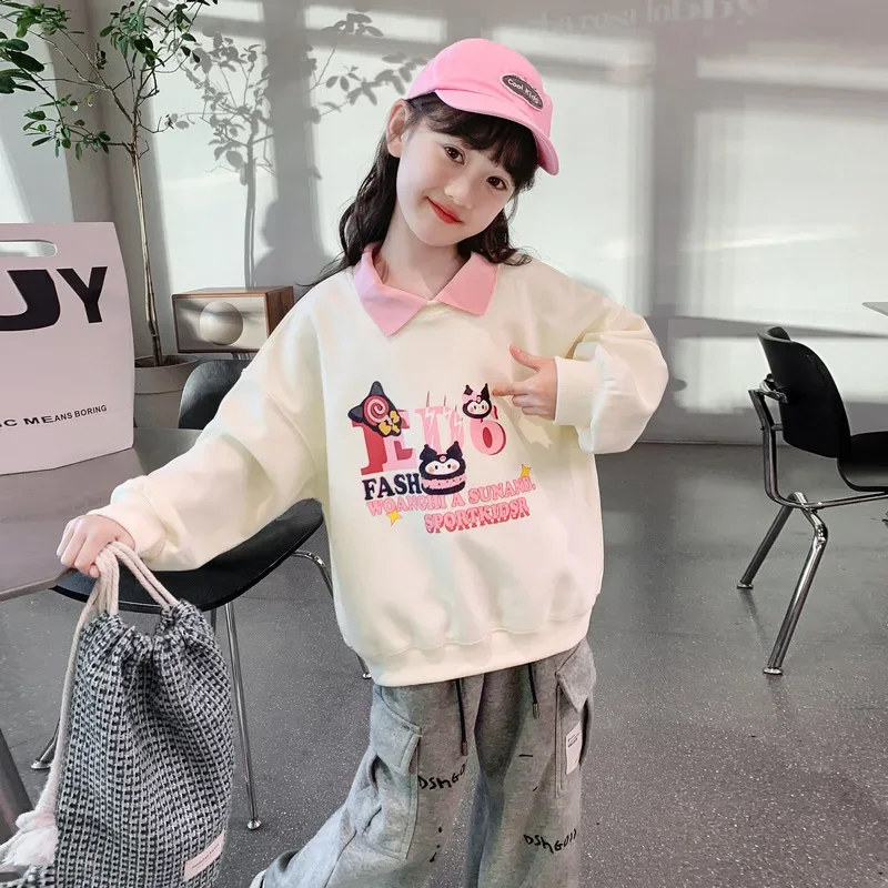 

Girly Heart Kawaii Sanrio Anime Kuromi Ins Long Sleeve Hoodie Shirt Cute Cartoon Children Fashion Y2k Clothing Gifts for Kids