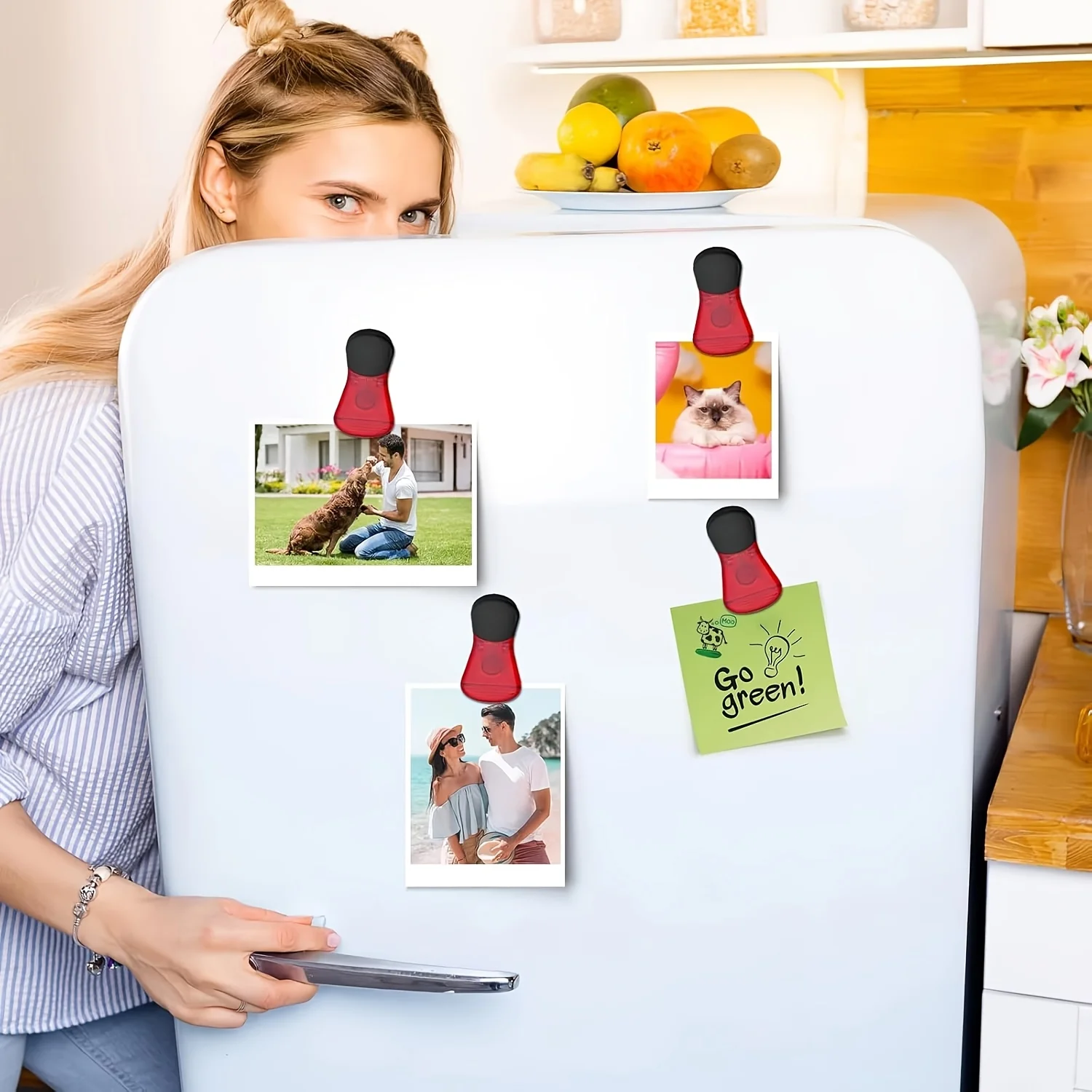 Magnetic Food Bag Sealing Clips, Colored Refrigerator Magnet Clips, Reusable Plastic Bag Sealer for Home Kitchen Storage Snack Cereal Bags