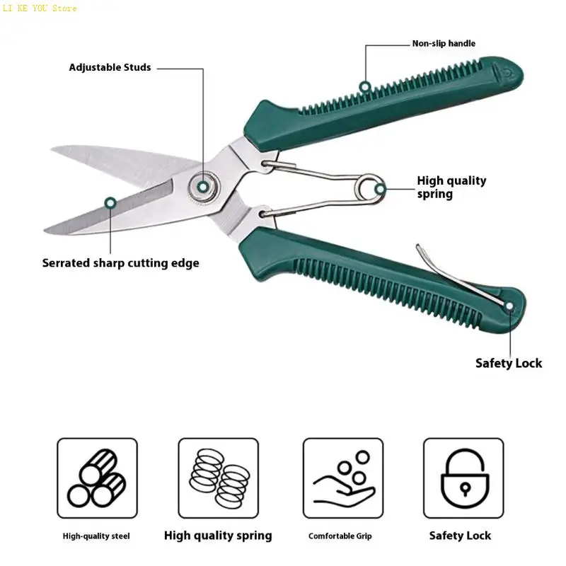 W3JE SHIGHT DATH GARDER SHEARS مقص مقص مع قفل السلامة تصميم خفيف الوزن لقطع الفروع الفعالة والاستخدام في الهواء الطلق