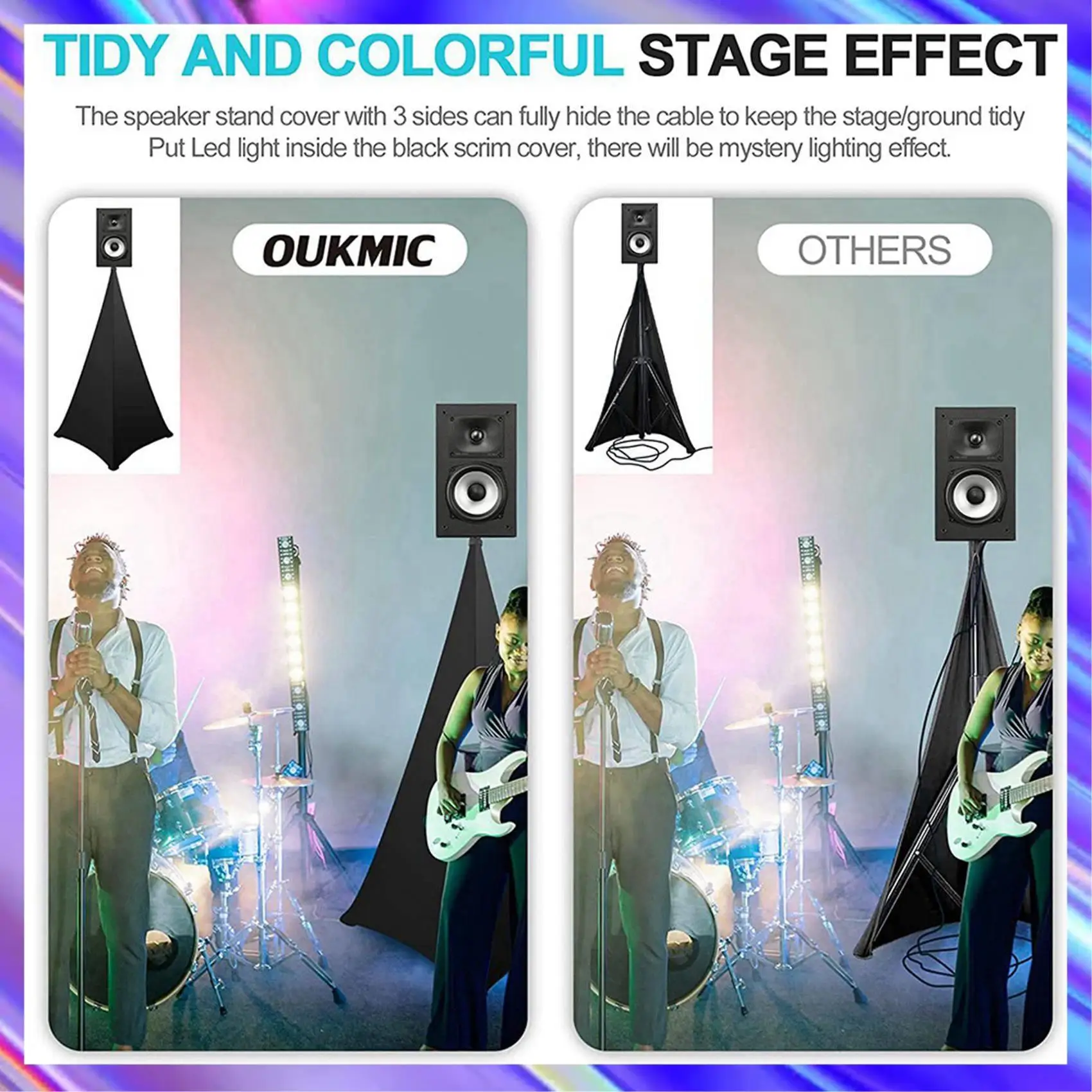 

M09K 4X Speaker Stand Cover, DJ Speaker Stand Tripod Scrim Skirt With Carry Bag, 360 Degree Black Cover For Wedding,Stage Gig