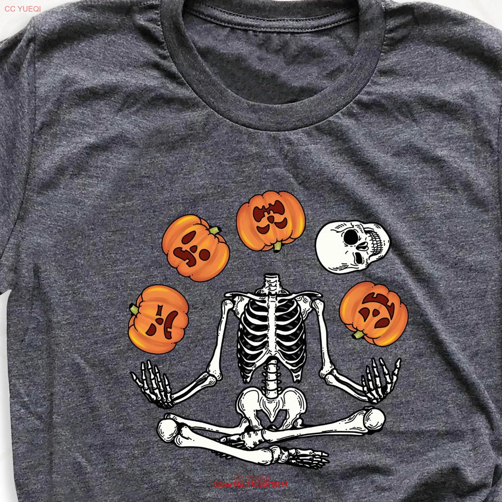 Хэллоуин йоги Скелет медитация футболка жуки намаст Йога для ведьмы длинные или короткие рукава