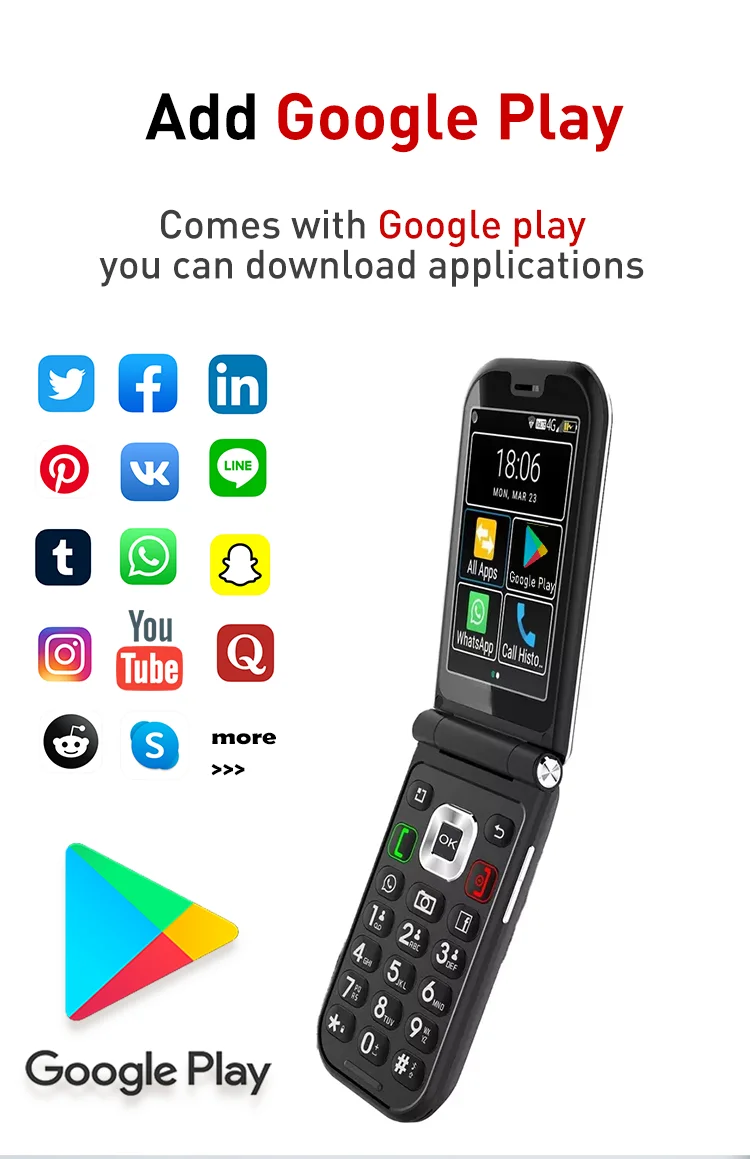Imagem -05 - Flip Smart Phone com Tela Sensível ao Toque q3 4g Android Mtk 6739 1450mah Wifi 2.8 in 3gb Versão 32gb Novo