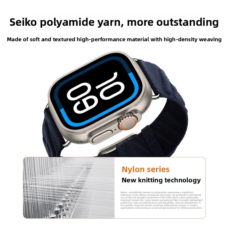 Applicable to Apple Ultra Watch Strap Nylon Knitted Men's and Women's iWatch11 New Nylon Knitted Sports Breathable Wristband
