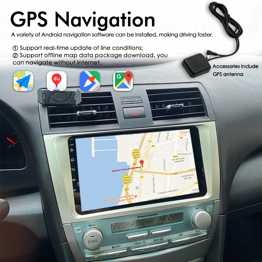 8GB+128GB GPS Navigation Android 13 AI Voice Car Radio For Toyota Camry 6 XV 40 50 2006-2011 Wireless CarPlay Multimedia Video