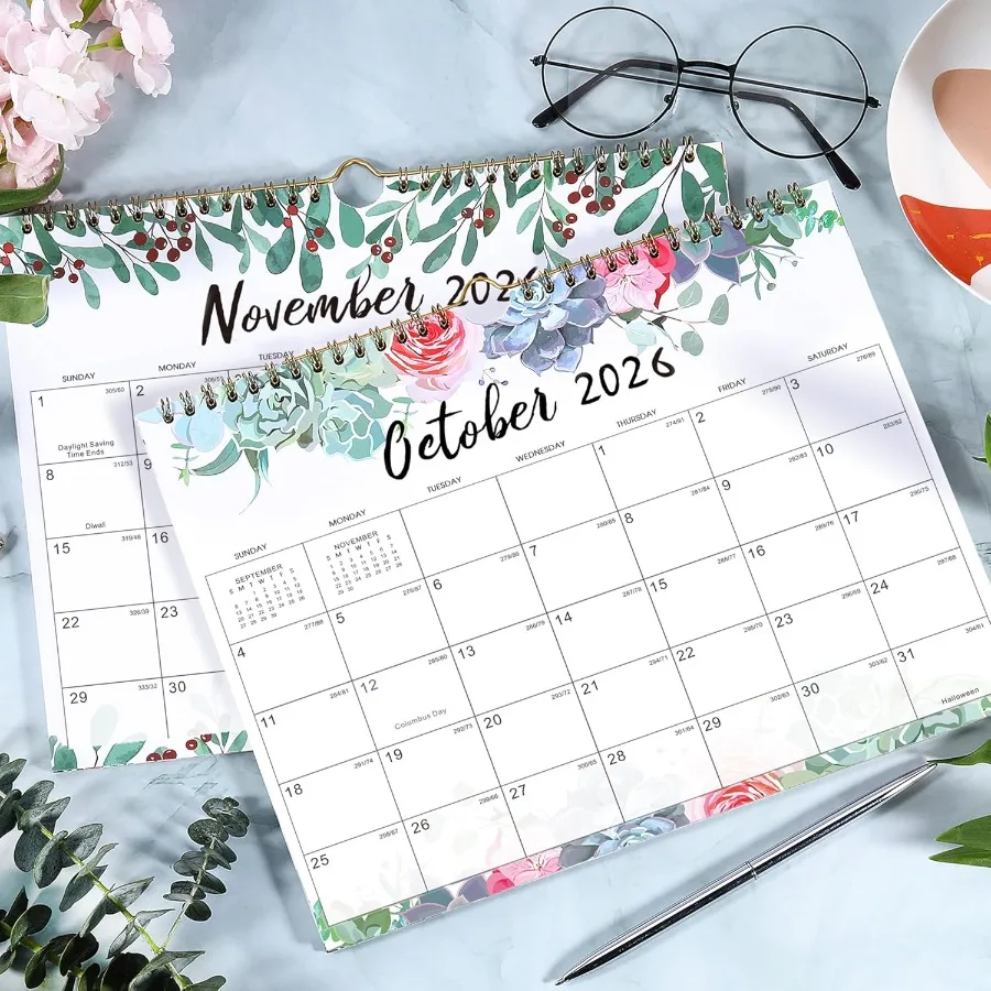 2026 التقويم يناير 2026 ديسمبر 2026 تقويم الحائط 2026 11 "x 8.5" 12 شهرا تقويم الحائط كتل الكتابة جوليان تواريخ دوامة ملزمة