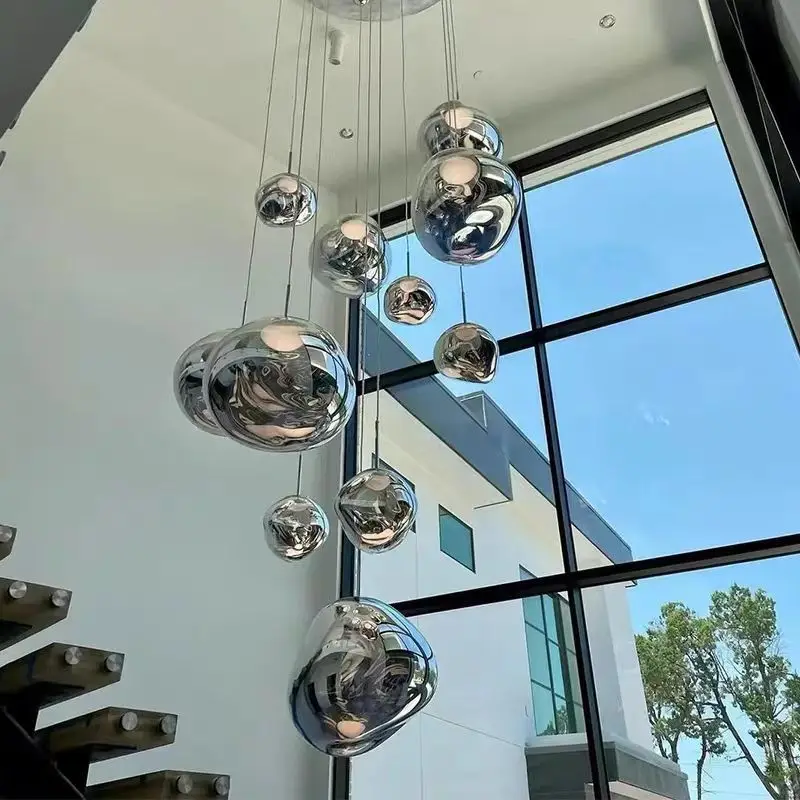Chandelier loft duplex staircase villa overhanging living room dining room apartment modern minimalist lava chandelier