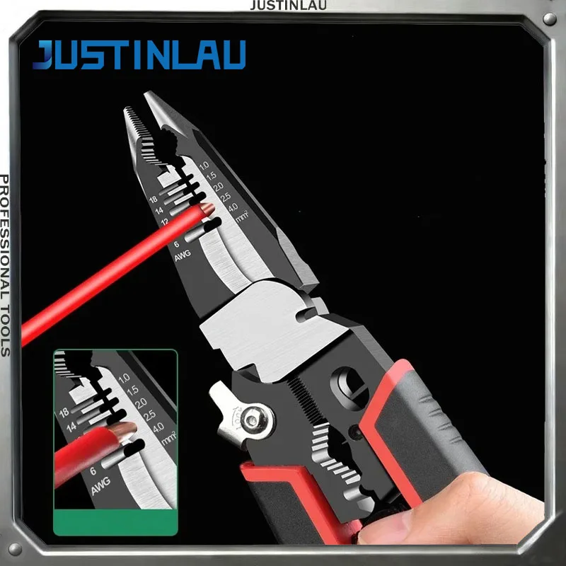 

Многофункциональные электрические клещи JUSTINLAU 1 шт.: для зачистки проводов, обжима и универсальной зачистки с заостренными концами