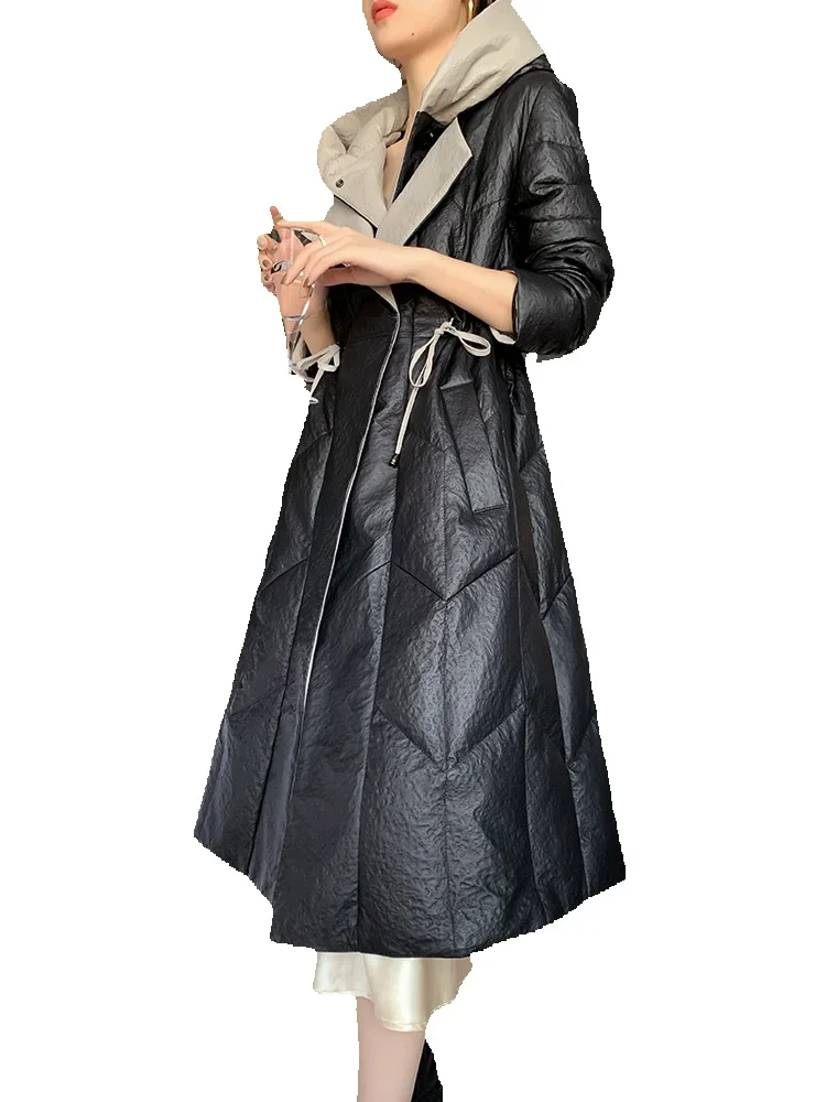 Genuine Leather Down Women's New Long Leather Sheepskin Fashionable And Stylish Slim Fit Jacket