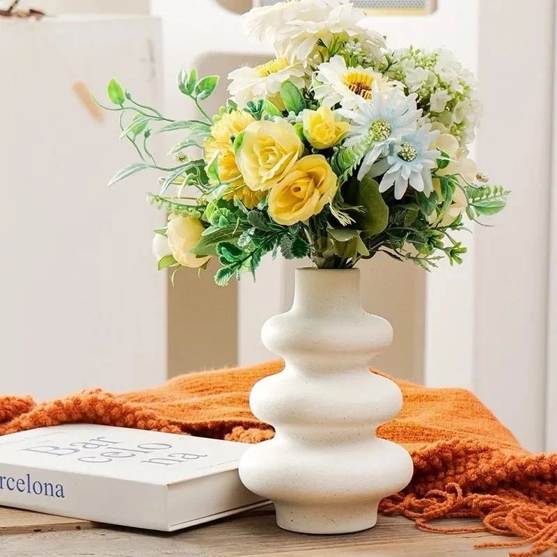 2/3 Layer Round Plastic Bohemian Vase, Modern Tabletop Decor, Hydroponic Vase for Dried Flowers and Grass Display