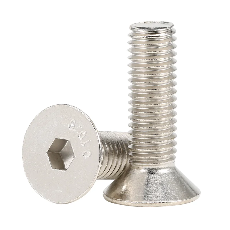 Class 10.9 High Strength Nickel Plated Countersunk Hexagon Socket Screws Flat Head M2 M2.5 M3 M4 M5