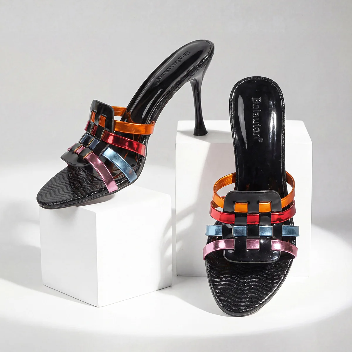

2026 New Women's High Heel Woven Shiny Sandals Casual Style EVA Inner Rubber Bottom All Season Wear Outdoor Sandals