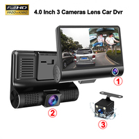 3 Cameras Lens 4.0In Car DVR Dash Cam HD Dash Camera Dual Lens Video Recorder 1080P Black Box Cycle Dashcam Mirror