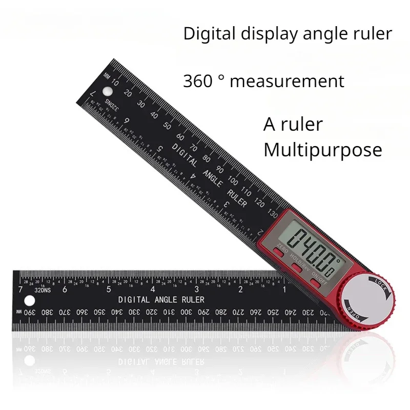 

200 мм Многофункциональный угловой датчик Деревообрабатывающий транспортир Измерительный прибор Углеродный цифровой дисплей Угловая линейка