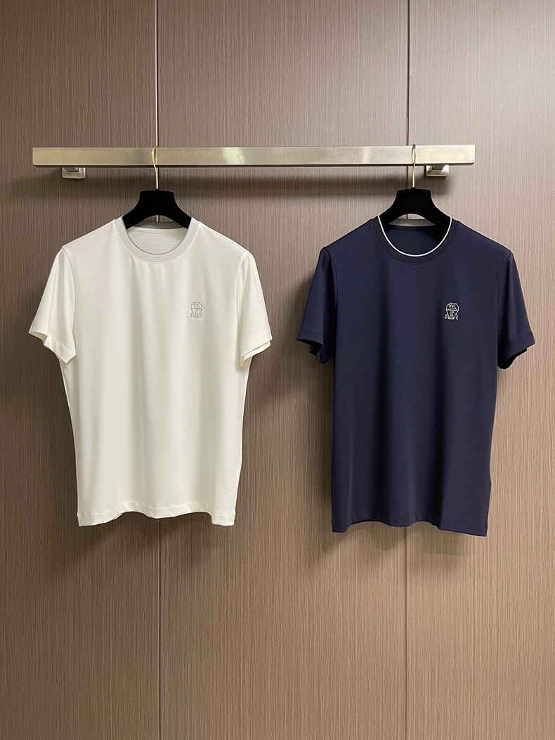 

Итальянская винтажная мужская хлопковая футболка с вышитым значком, повседневная, с круглым вырезом, коротким рукавом, летняя, модная, удобная, деловая, верхняя одежда