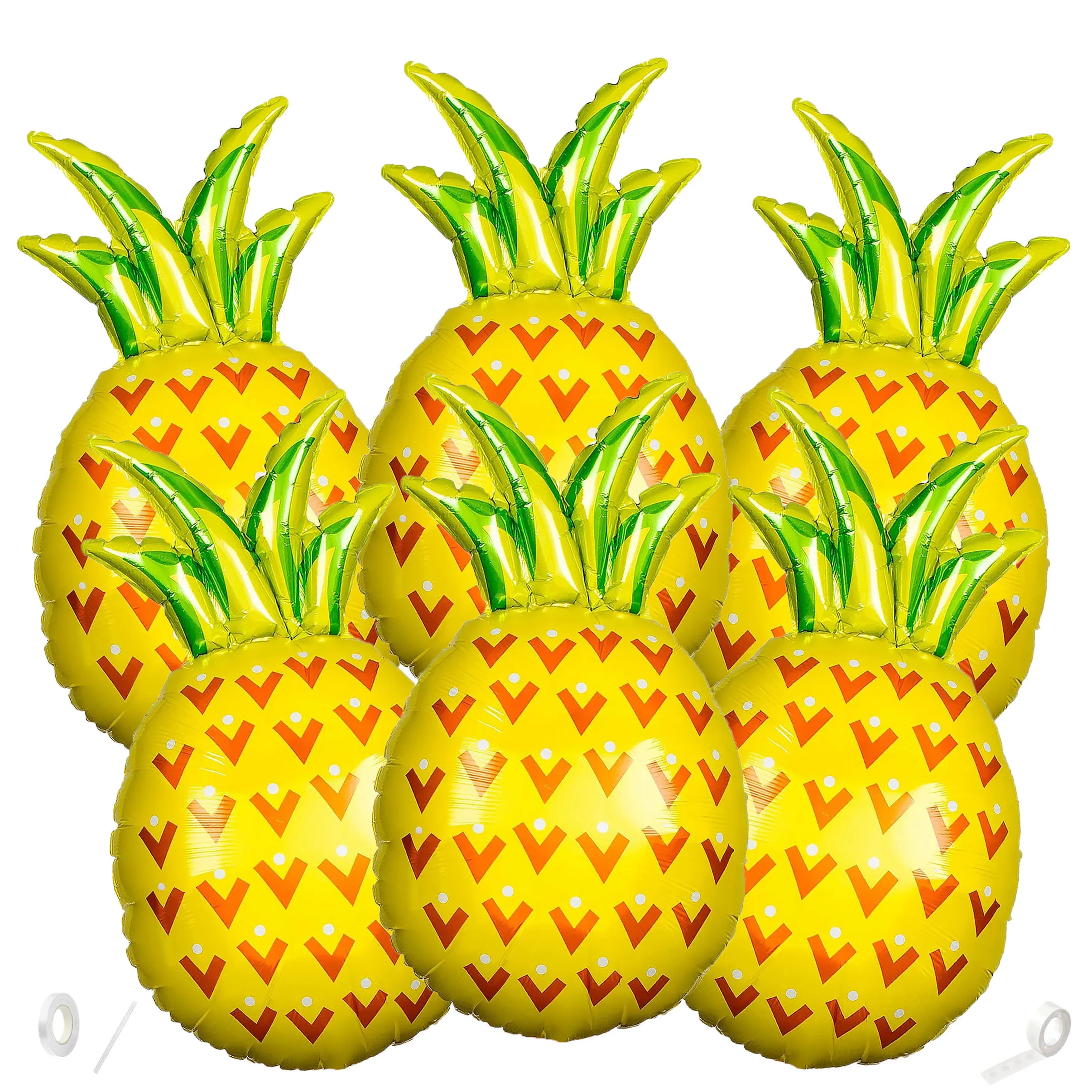 6 Stück 32 Zoll große Ananas-Party-Dekorationsballons aus Aluminiumfolie für Ananas-Geburtstagsdekoration, Ballon-Party-Dekoration