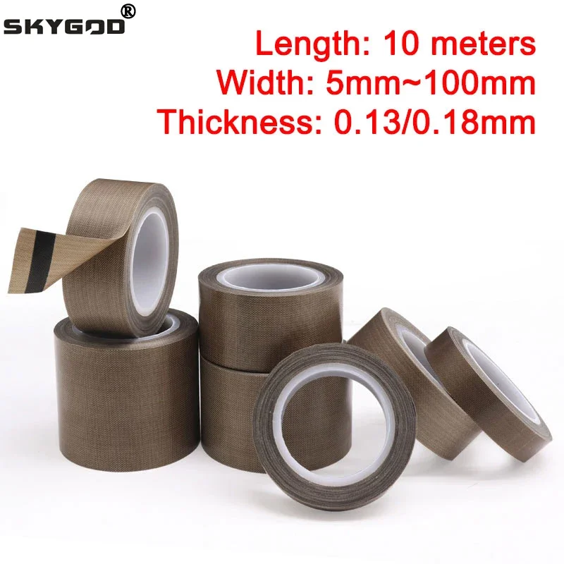 Width 5~100mm Thickness 0.13mm 0.18mm PTFE Tape Adhesive Cloth Insulated Vacuum High Temperature Resistant Sealing PTFE Tapes