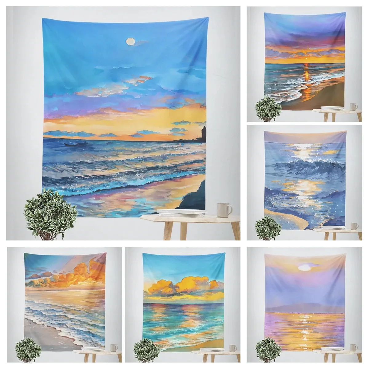 Sea View Sunset Decorative Tapestry Home Wall Decoration Office Living Room Tapestry