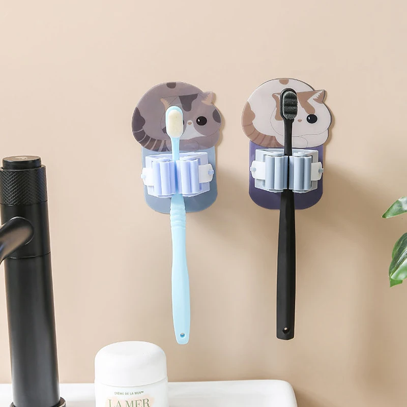 Self Adhesive Wall Mop Holder Brush Broom Organizer Rack Multi-purpse Door Keys Umbrella Hanger Hook Bathroom Toothbrush Storage