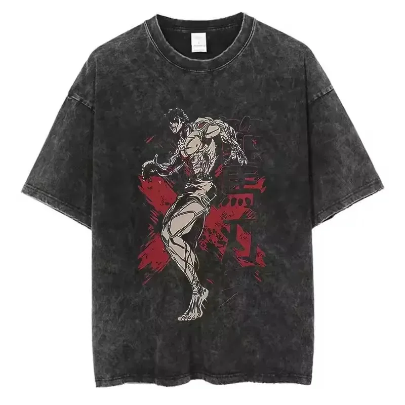 

2025 New Casual Trendy Anime Baki Printed Casual Fashion Loose T-shirt Made of Pure Cotton High-quality Short-sleeved Style
