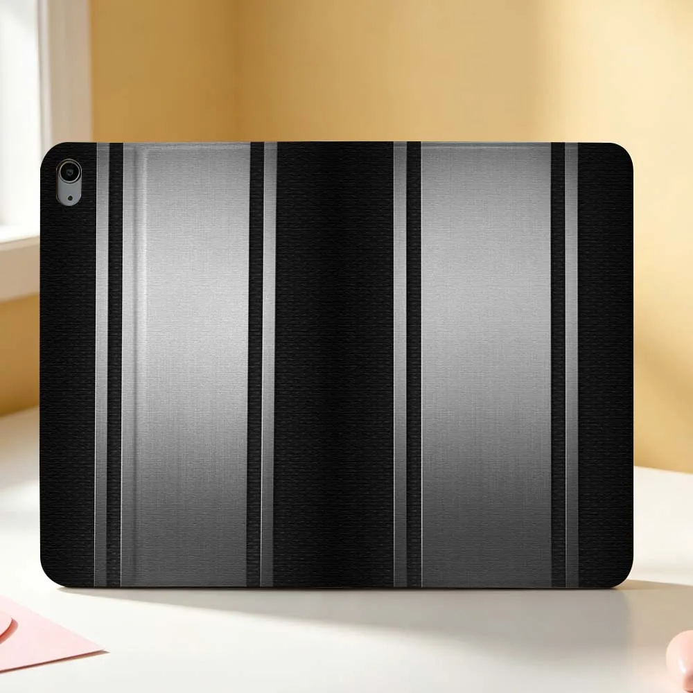 Metal Stripes Pattern Pen Tray For Apple iPad Pro Mini A16 A17 A14 4 5 6 7 6th 12th Gen 9.7 12.9 11 13 M4 inch Tablet Case