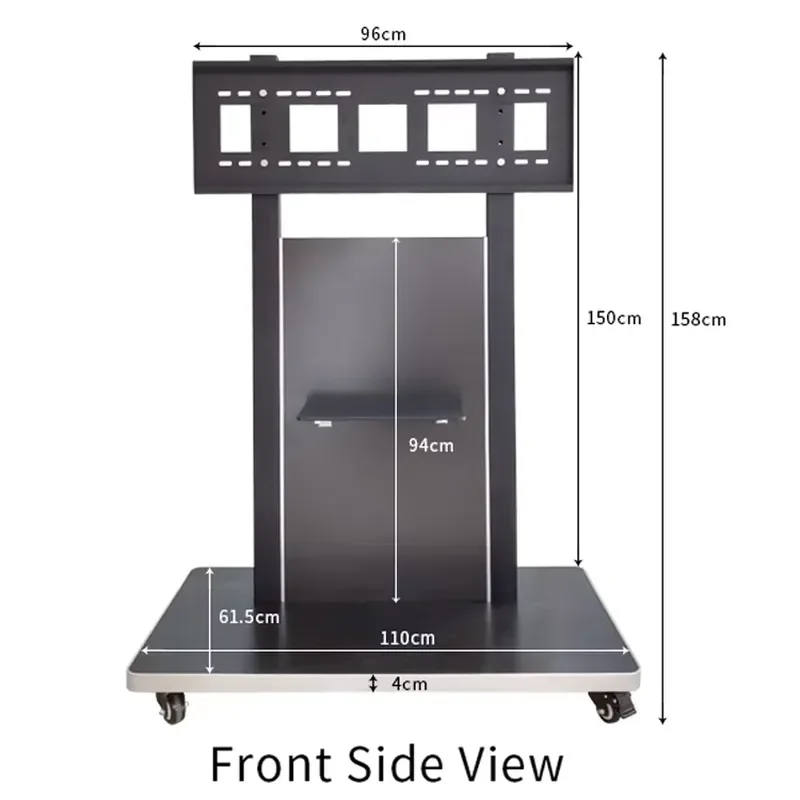 Adjustable Height TV Stand Mobile Cart with Camera Mount 4 Locking Wheels Floor Base for Living Room Office Equipment Support