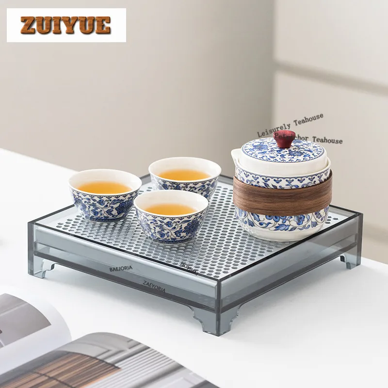 Interlock Branch Lotus Travel Tea Set Kit Luxury 1 Pot 3 Cups Household Tea Maker Organizer Portable Camping Handbag Teaset