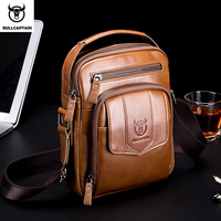 Bullcaptain men's large capacity shoulder bag, leather men's bag, casual crossbody bag, retro handbag