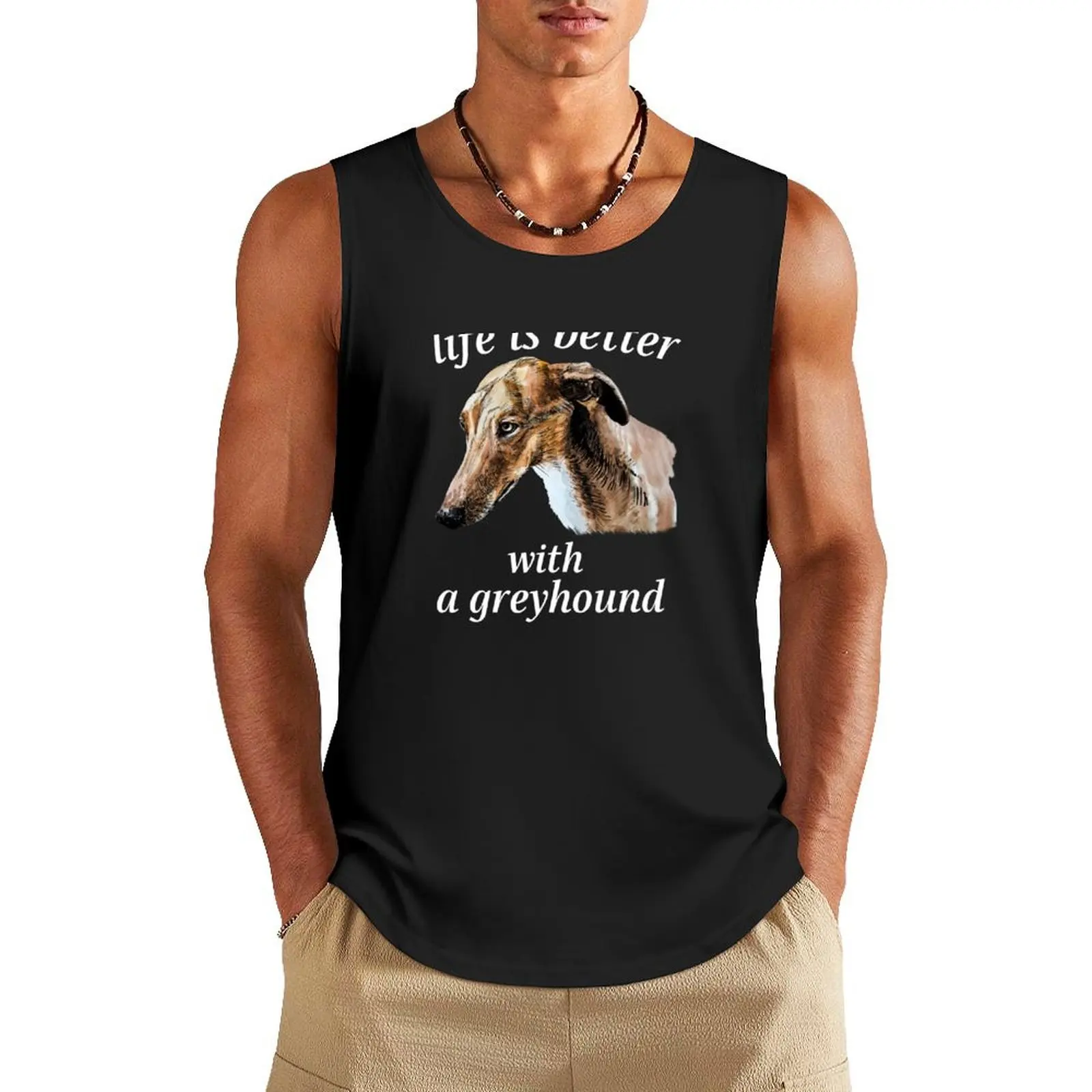 greyhound owner and greyhound lover Tank Top muscular man Men's t-shirt summer 2024