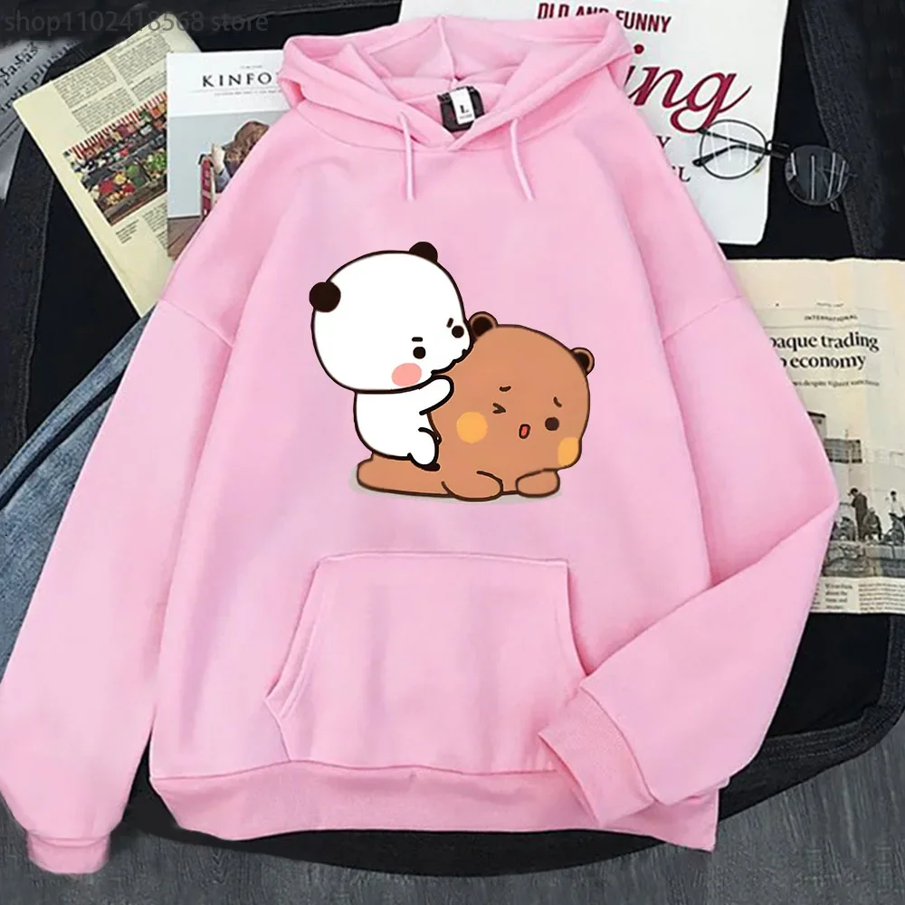 Bubu Biting Dudu Hoodie Cartoon Brownie Panda Bear Sweatshirt Women Kawaii Y2k Sudaderas Men Clothes Autumn Winter Pullover Top