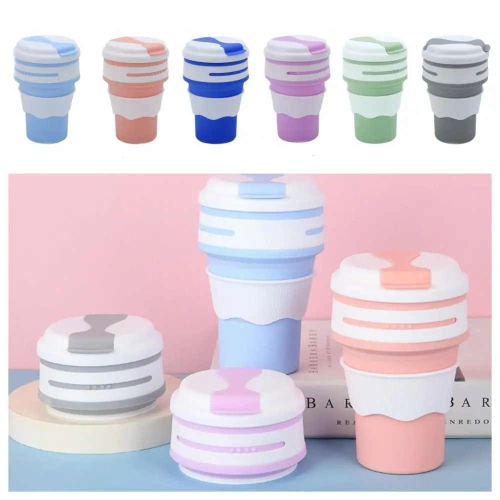 

350ml Folding Water Cup High Temperature Resistant Reusable Silicone Tea Coffee Cup Leak-proof Drinkware Sports Kettle Office