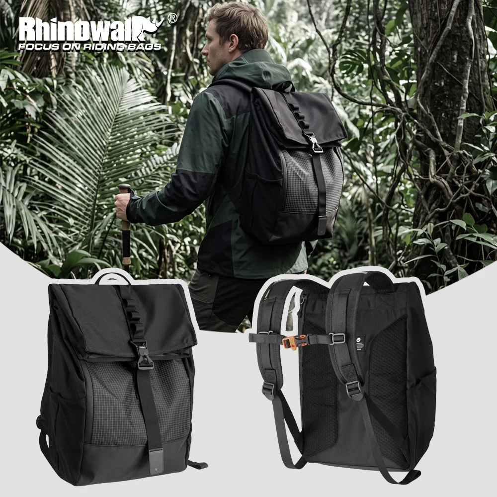 Rhinowalk Motorcycle Backpack 45L Full Face Helmet Storage Bag Reflective Material Travel Riding Bag With Laptop Compartment