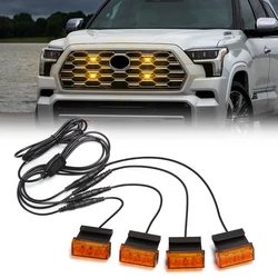 Universal Car Front Grille Light Smoked Yellow Shell Daytime Running Lamp Amber LED Headlight Warning Light For Ford Tundra Tank