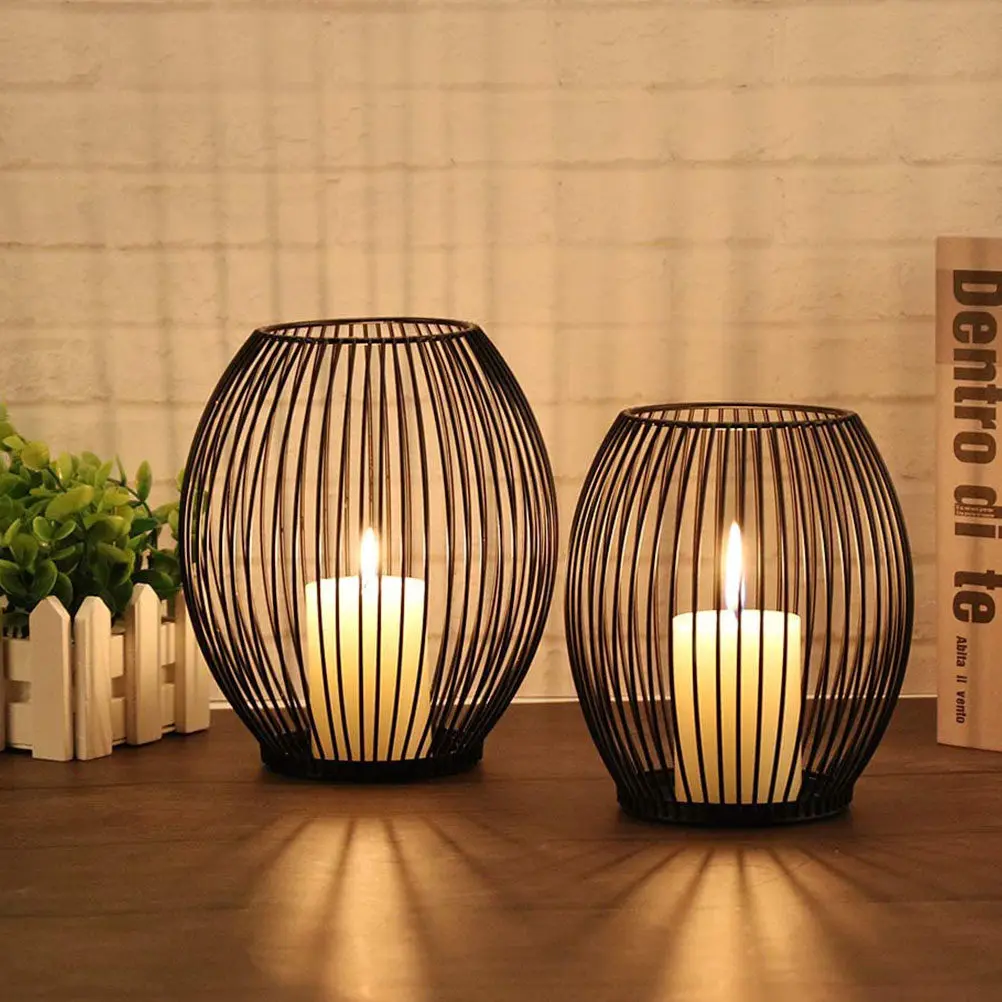 Vintage Iron Lantern-Shaped Candle Holder for Home & Party Decor – Rustic Warm Ambiance